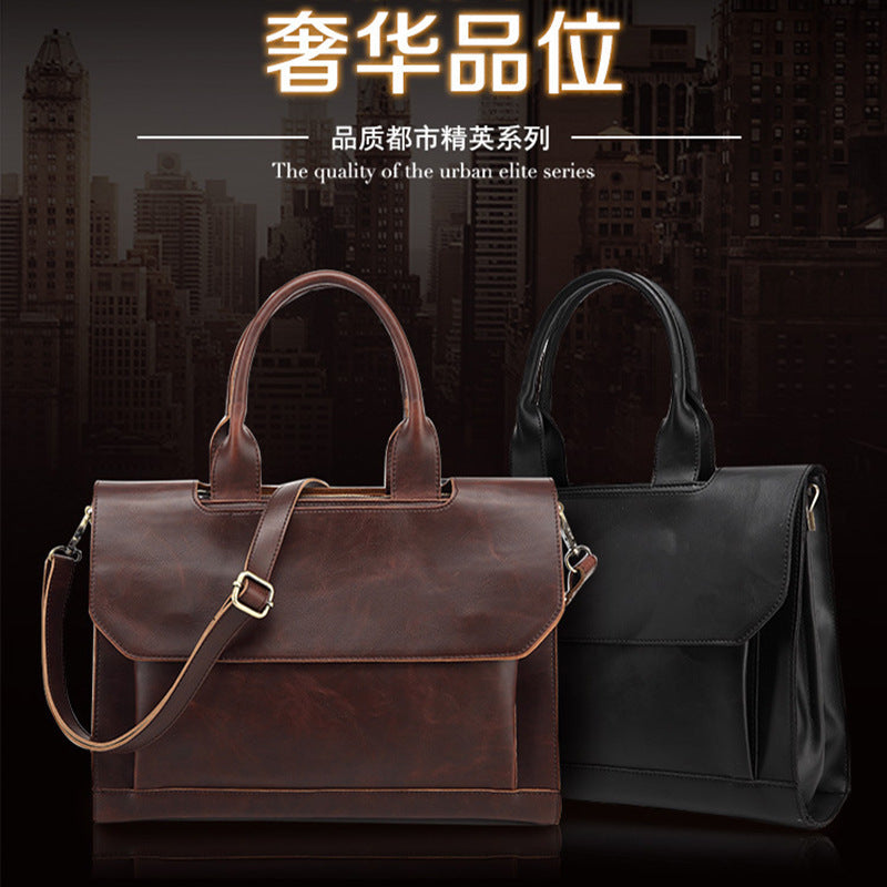 Men's Laptop Retro Waterproof PU Business Briefcase Bag