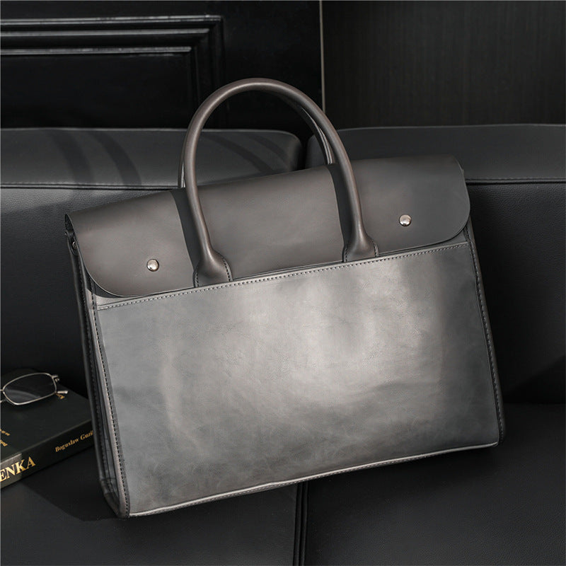 Men's 14" Laptop Waterproof PU Contrast Color Briefcase Bag
