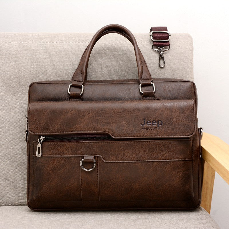 Men's Laptop Waterproof PU Letter Pattern Briefcase Bag