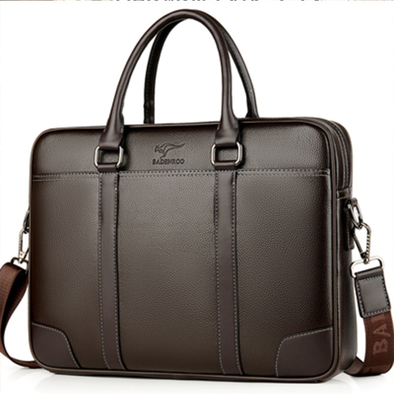 Men's Laptop Waterproof PU Expandable Business Briefcase