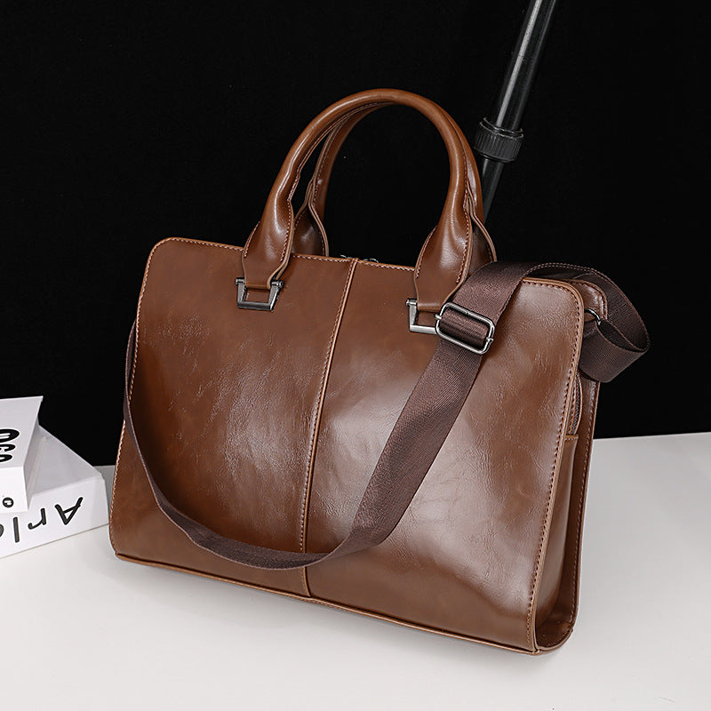 Men's 14" Laptop Retro Crazy Horse PU Business Briefcase