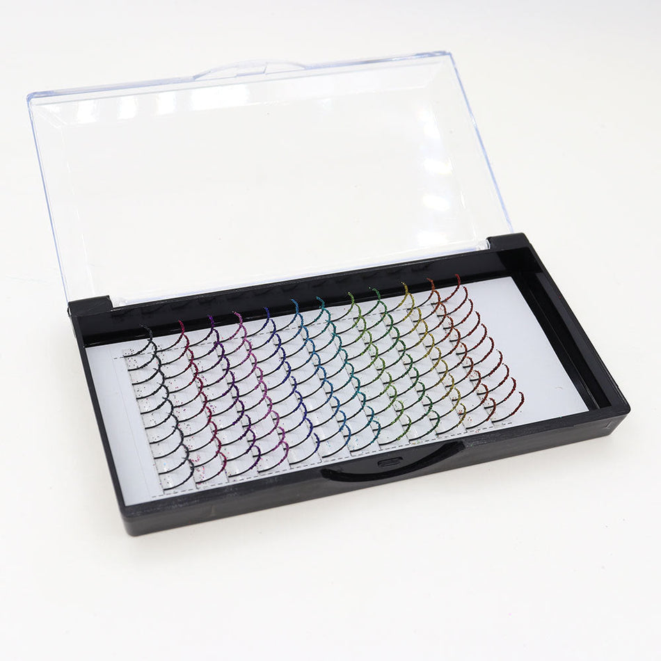 Rainbow Glitter Fairy False Eyelashes Dense Mixed Color Design