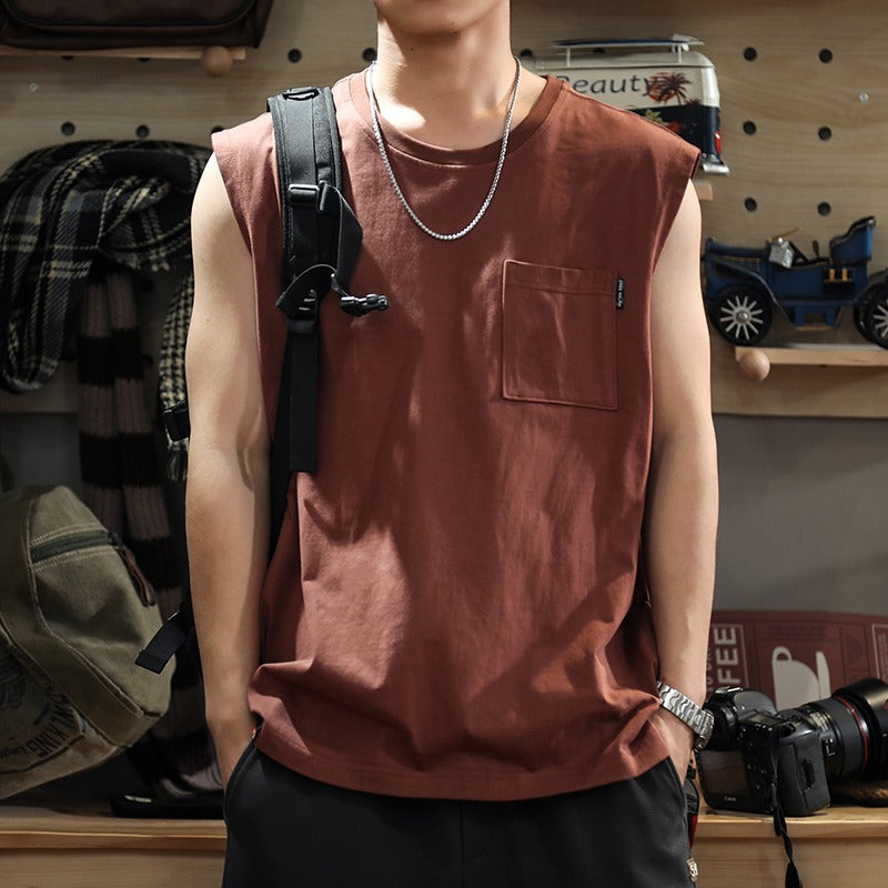 Men's Heavy Cotton Sleeveless Vest for Sports and Casual Wear