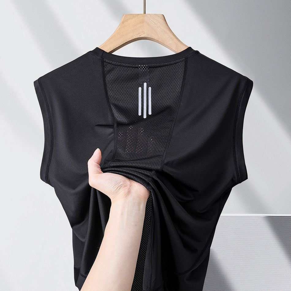 Men's Ice Silk Sports Vest, Quick-Dry Breathable Sleeveless Top
