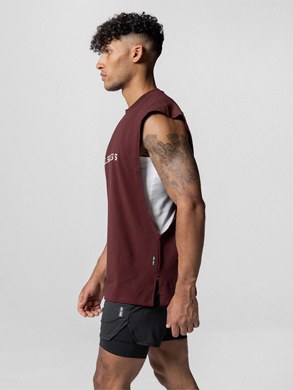 Men's Printed Quick-Dry Sports Vest, Round-Neck Summer Top