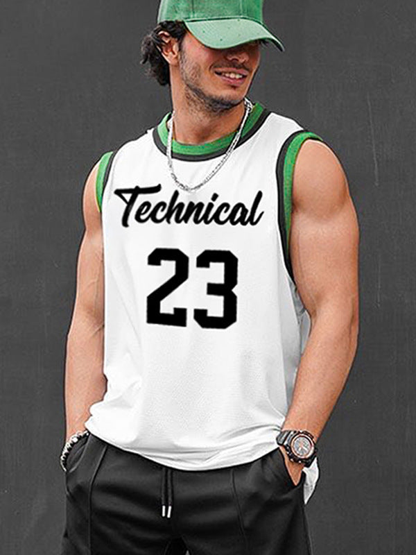 Men's Mesh Sleeveless Sports Vest, Quick-Dry Training Fitness Top
