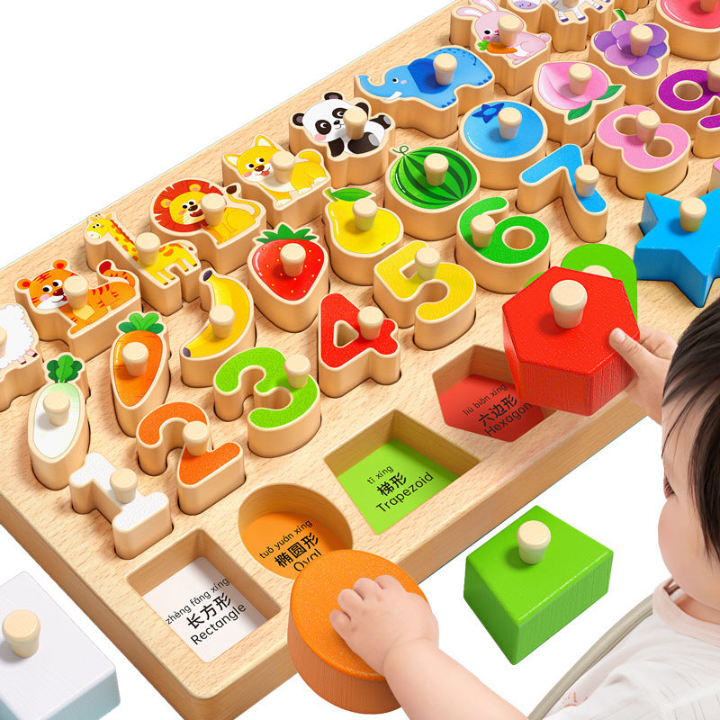 Wooden Montessori Shape Matching Puzzle Toy for Toddlers 0-3