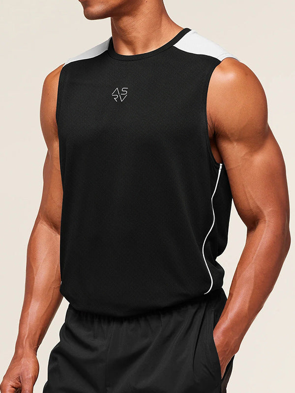 Men's Round Neck Sports Vest High Elastic Quick Dry Sleeveless