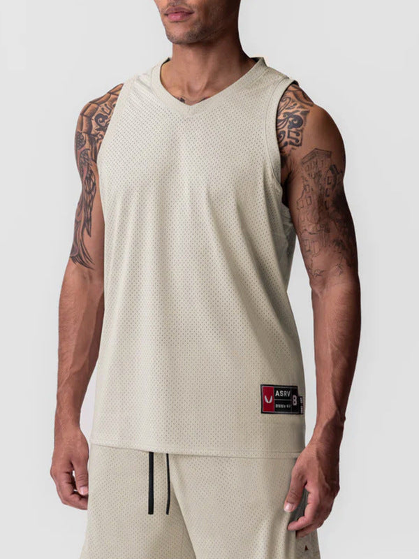 Men's Mesh V Neck Basketball Vest Quick Dry Breathable Top