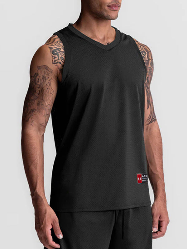 Men's Mesh V Neck Basketball Vest Quick Dry Breathable Top