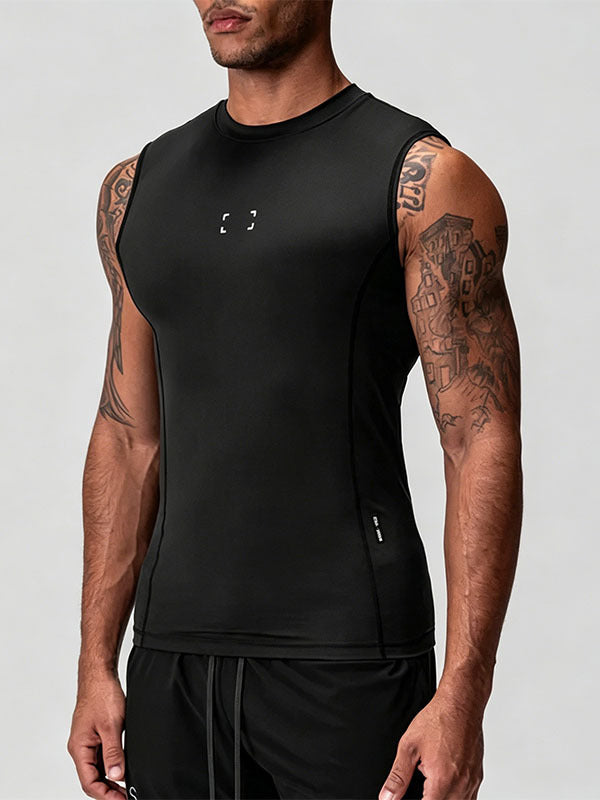 Men's Nylon Round-Neck Sports Vest, Quick-Dry Sleeveless Top