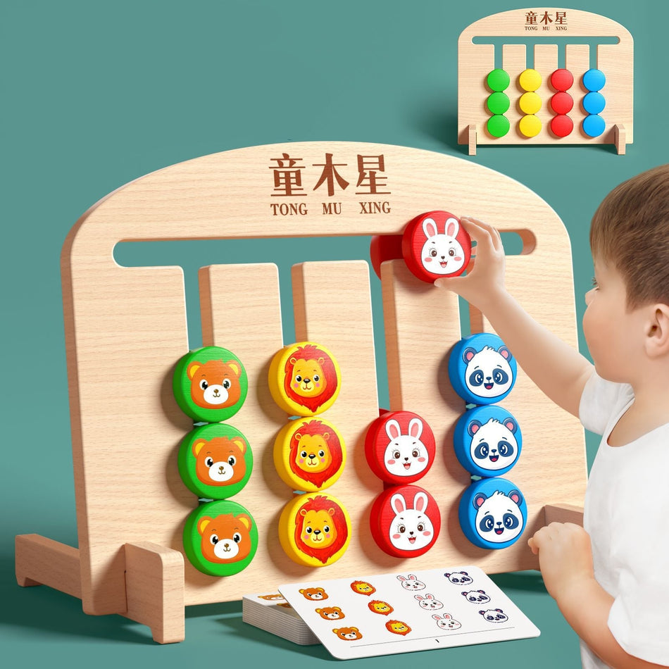 Wooden Four-Color Walking Chess Logic Game for Kids
