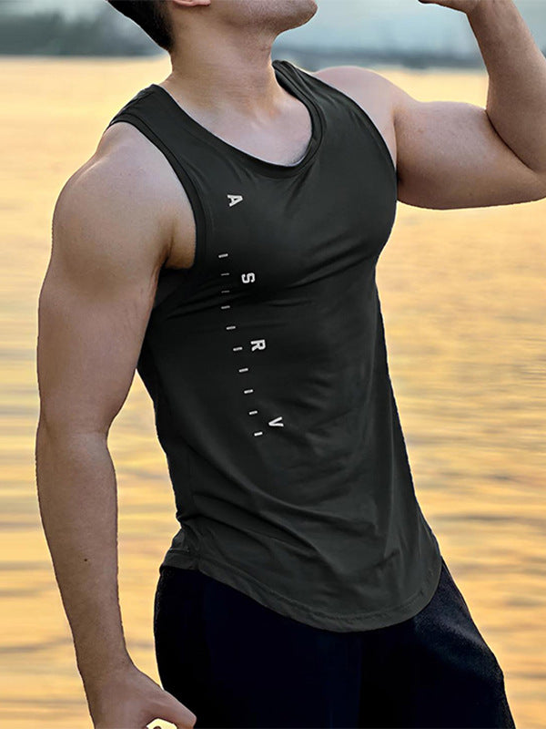 Men's High Elastic Quick Dry Sports Vest Round Neck Sleeveless