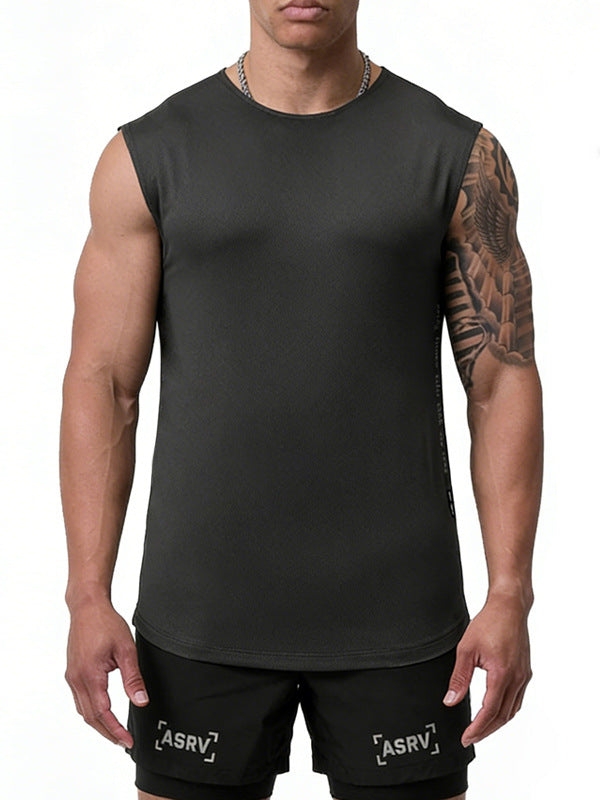Men's Wide-Shoulder Printed Sports Vest, Quick-Dry Sleeveless Top