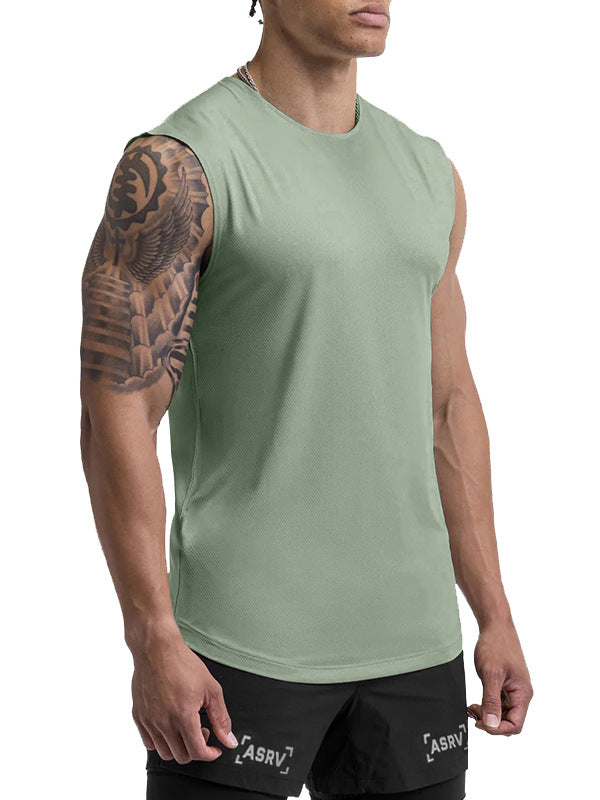 Men's Wide-Shoulder Printed Sports Vest, Quick-Dry Sleeveless Top