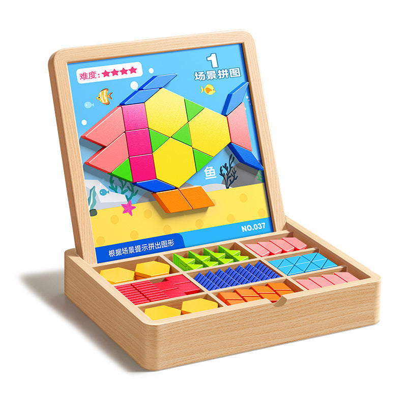 Magnetic Tangram Puzzle Wooden Toy for Kids 3-6