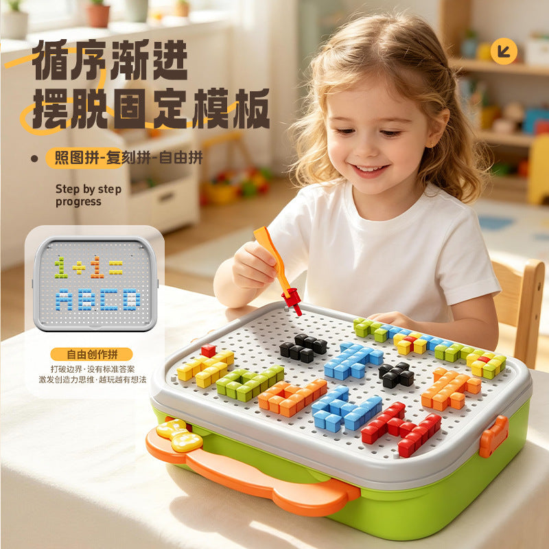 3D Mushroom Peg Puzzle DIY Storage Box for Kids