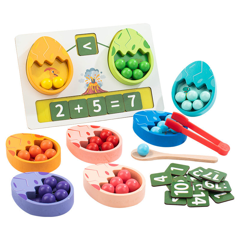 Wooden Dinosaur Egg Clip Beads Counting Game for Kids