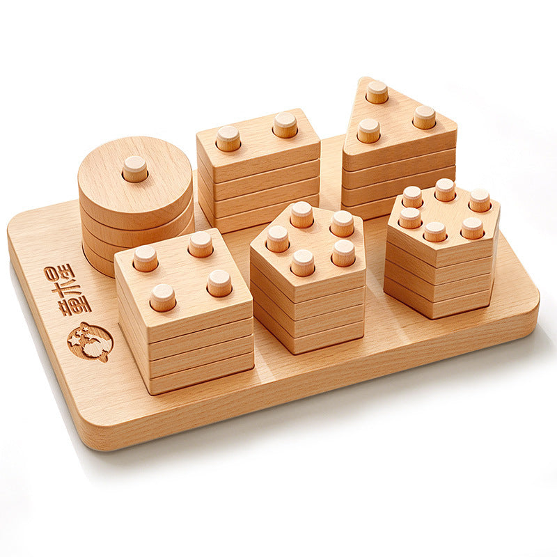 Solid Wood Montessori Stacking Blocks for Kids 0-3