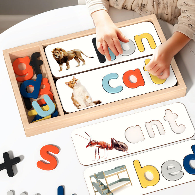 Wooden Box Word Spelling Game for Kids Learning