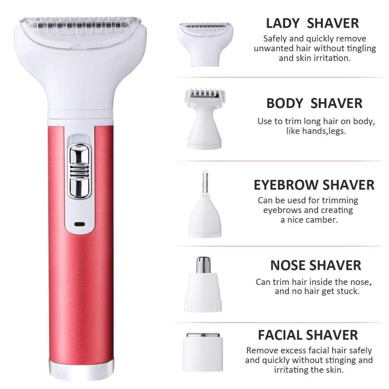 5-in-1 Electric Shaver for Women Wet Dry Body Hair Remover