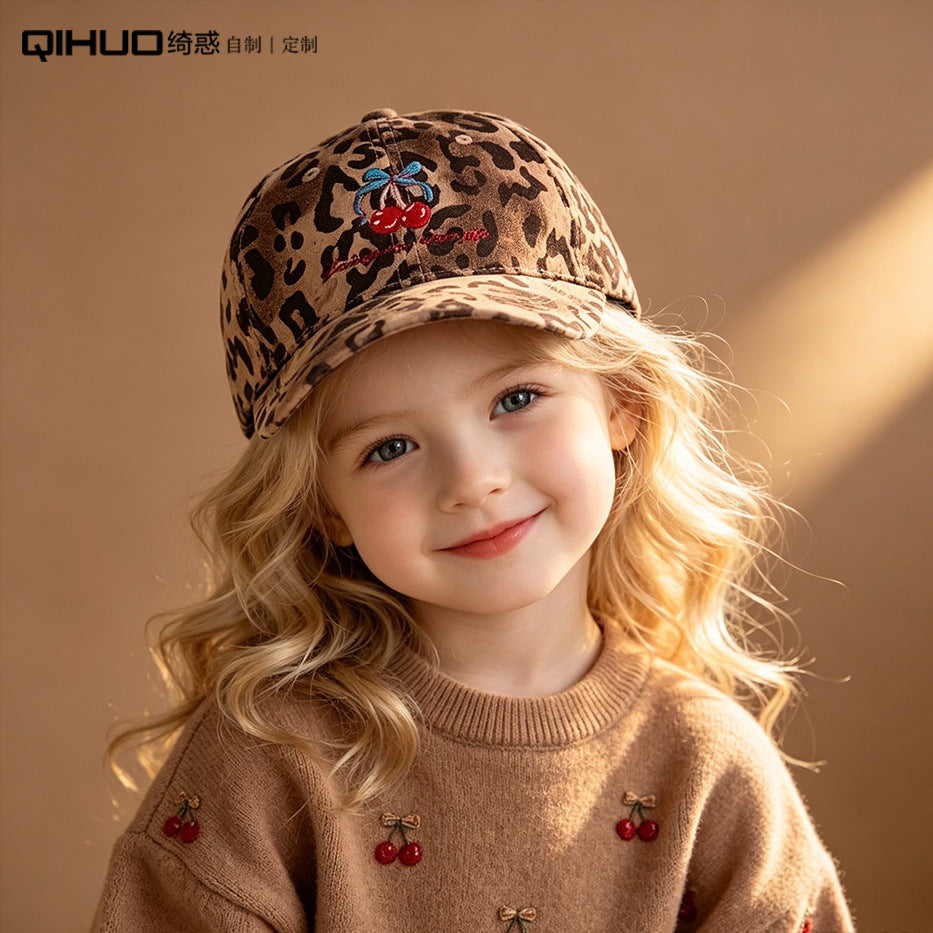 Kids' Leopard Print Cotton Baseball Cap, Embroidered