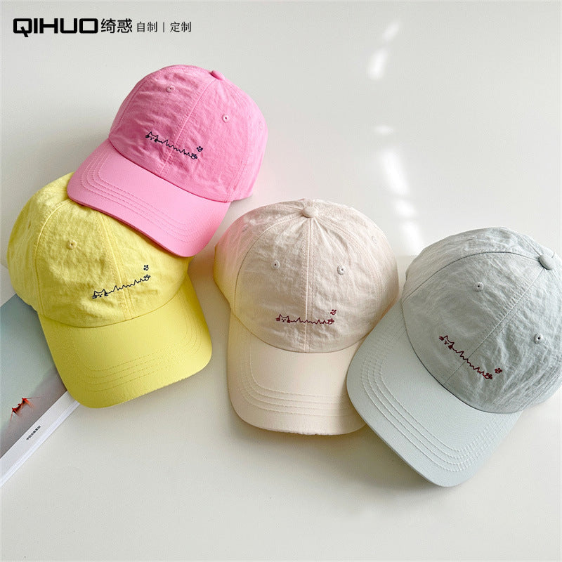 Cat Embroidery Waterproof Baseball Cap, Parent-Child