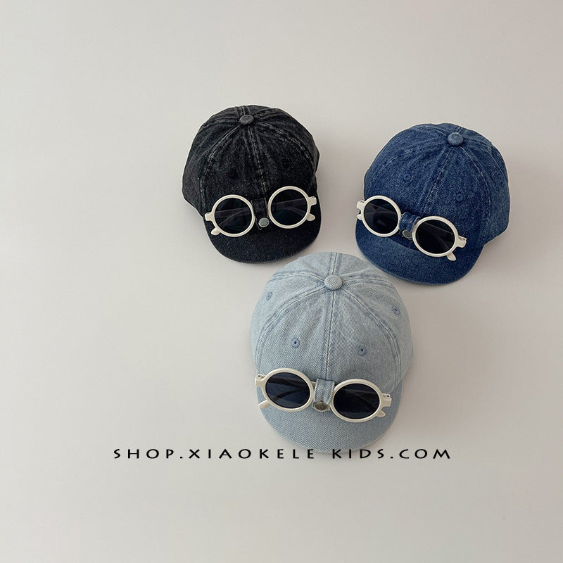 Baby Denim Duckbill Cap with Detachable Glasses