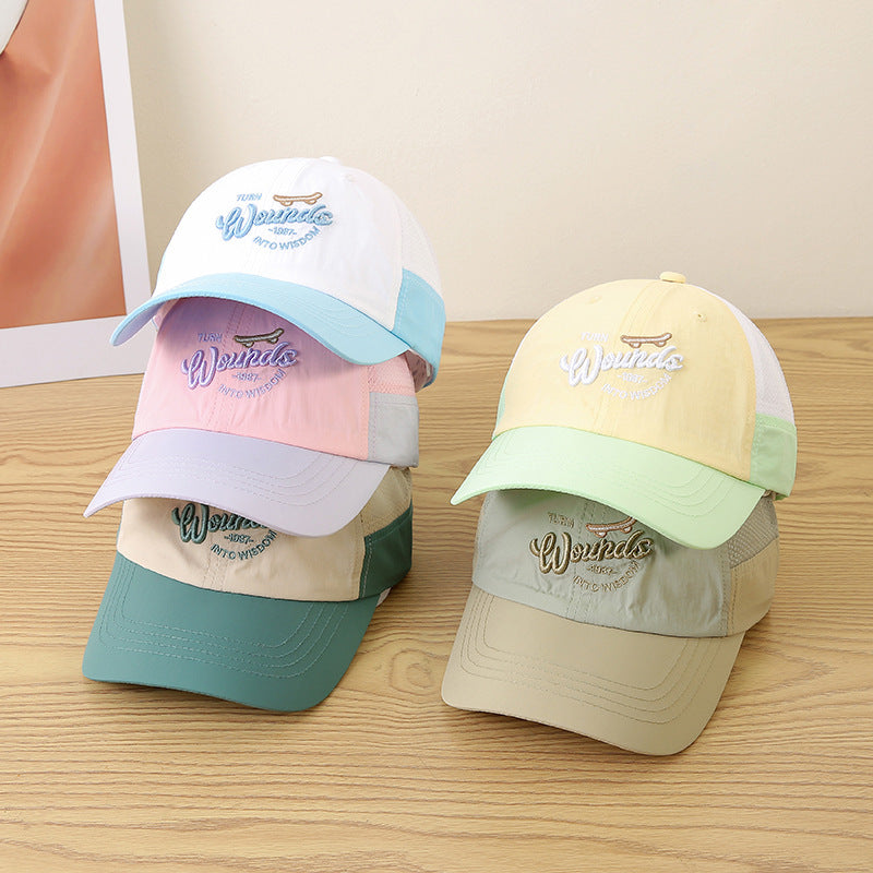 Kids' Color-Blocking Quick-Dry Sun Hat, Korean Style