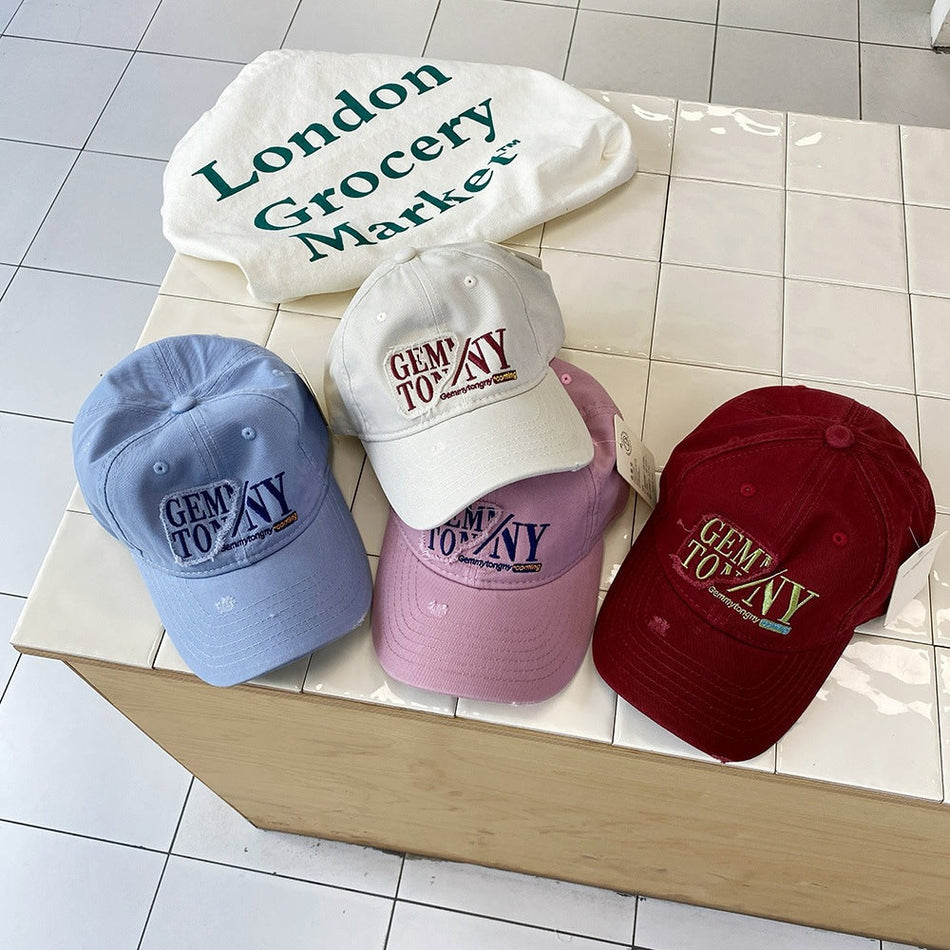 Kids' Embroidered Ripped Cotton Baseball Cap, Casual
