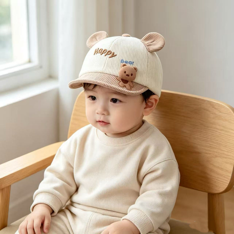 Baby Corduroy Dinosaur Warm Baseball Cap, Cute