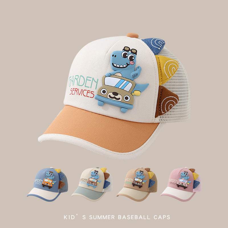 Kids' Dinosaur Mesh Cap, Breathable Sun Hat