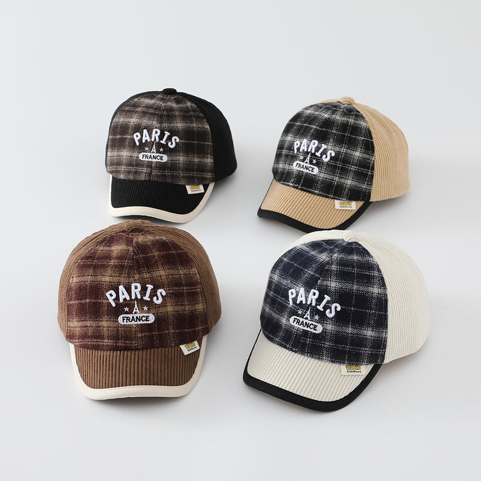 Baby Corduroy Letter Embroidered Soft Top Cap
