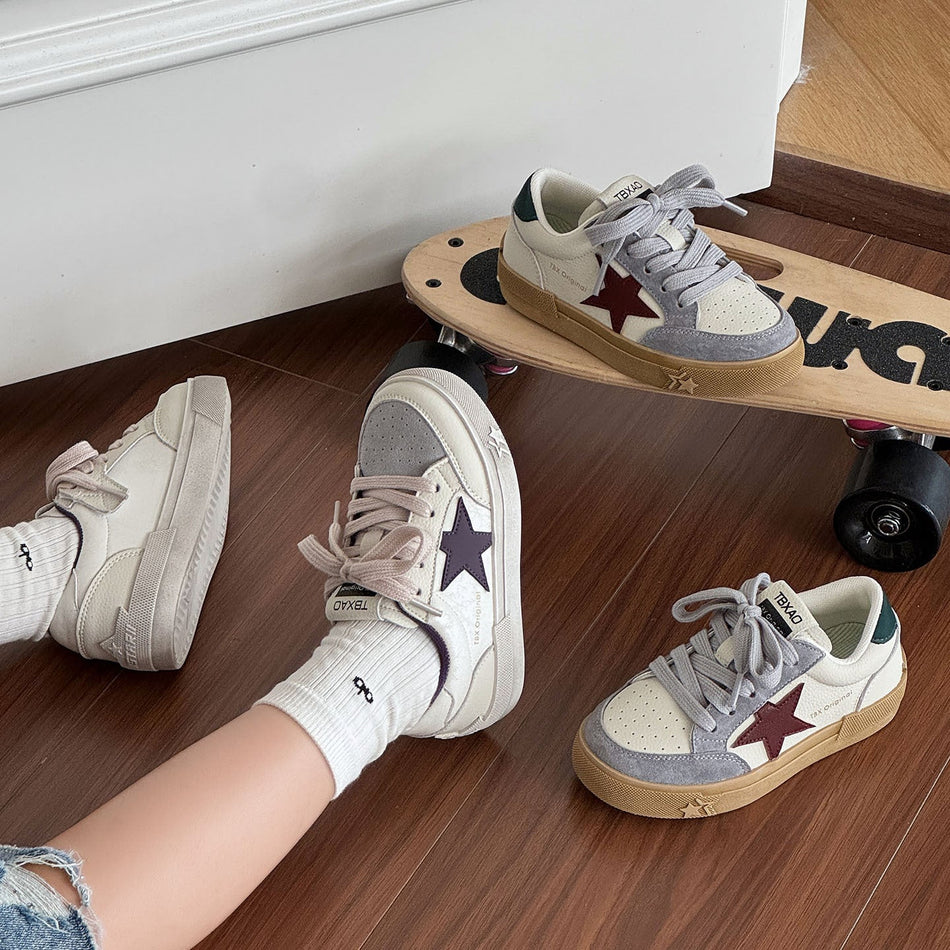Girls' Star Color Block Distressed Sneakers, Casual