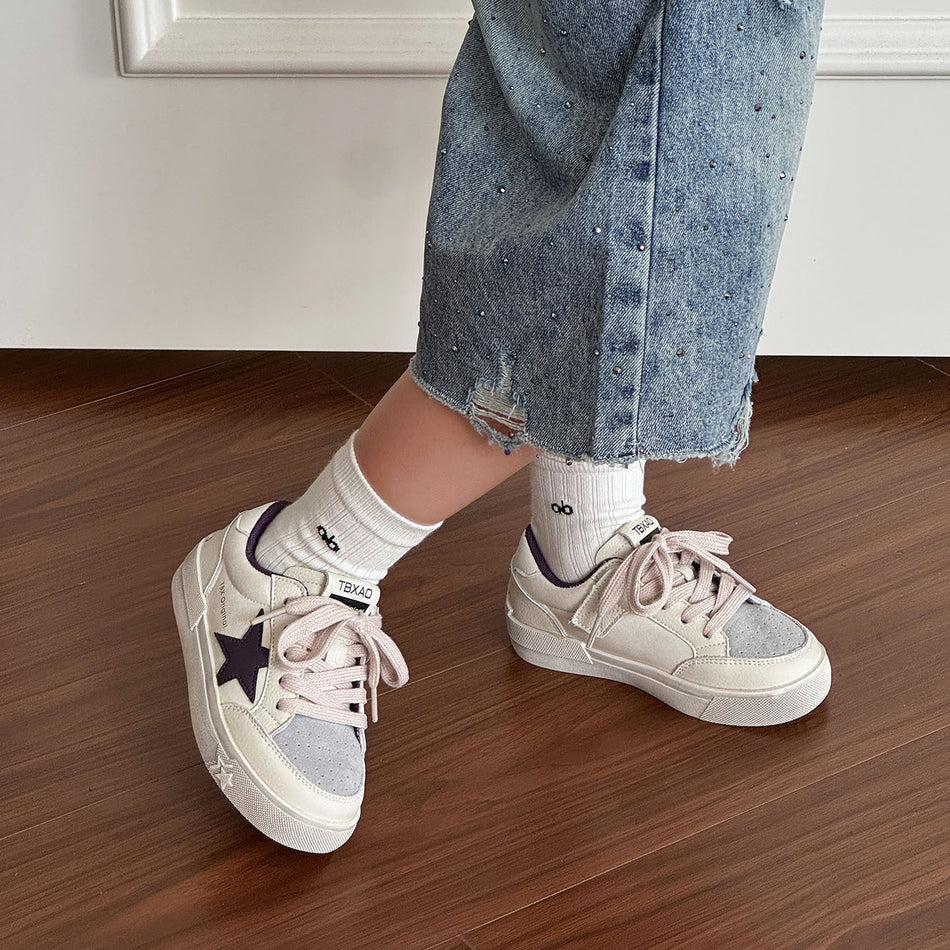 Girls' Star Color Block Distressed Sneakers, Casual