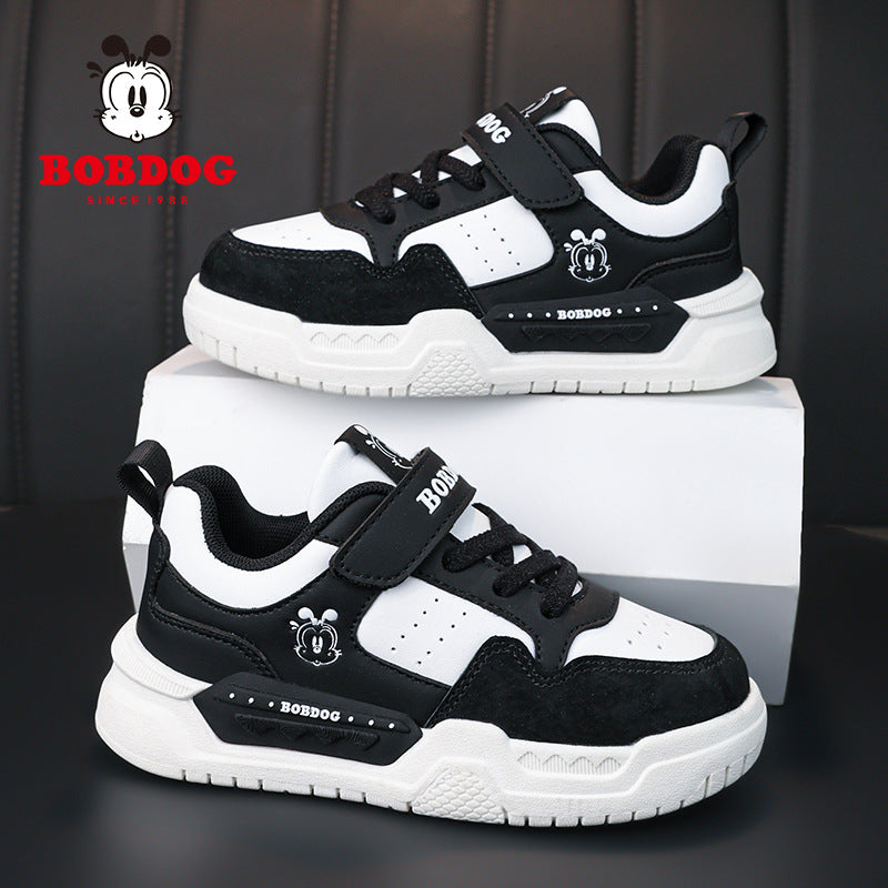 Kids' Anti-Slip Leather School Shoes, Color Block