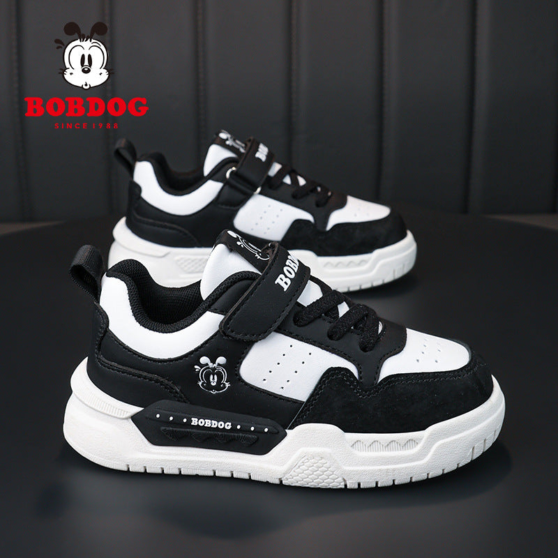 Kids' Anti-Slip Leather School Shoes, Color Block