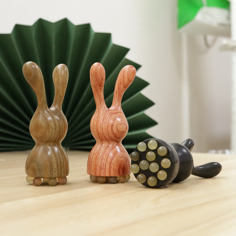 Green Sandalwood Rabbit Lotus Massage Comb for Face and Body