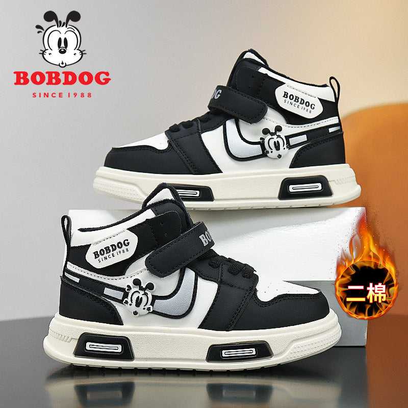 Girls' High-Top Double-Layer Cotton Winter Sneakers
