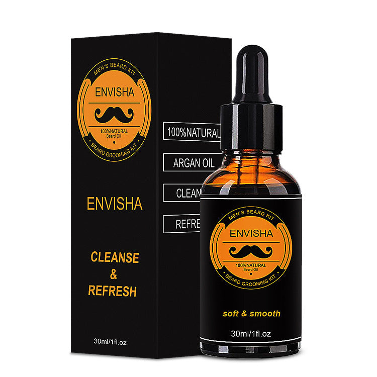 ENVISHA 6-Piece Beard Care Kit, Oil, Cream, and Grooming Tools