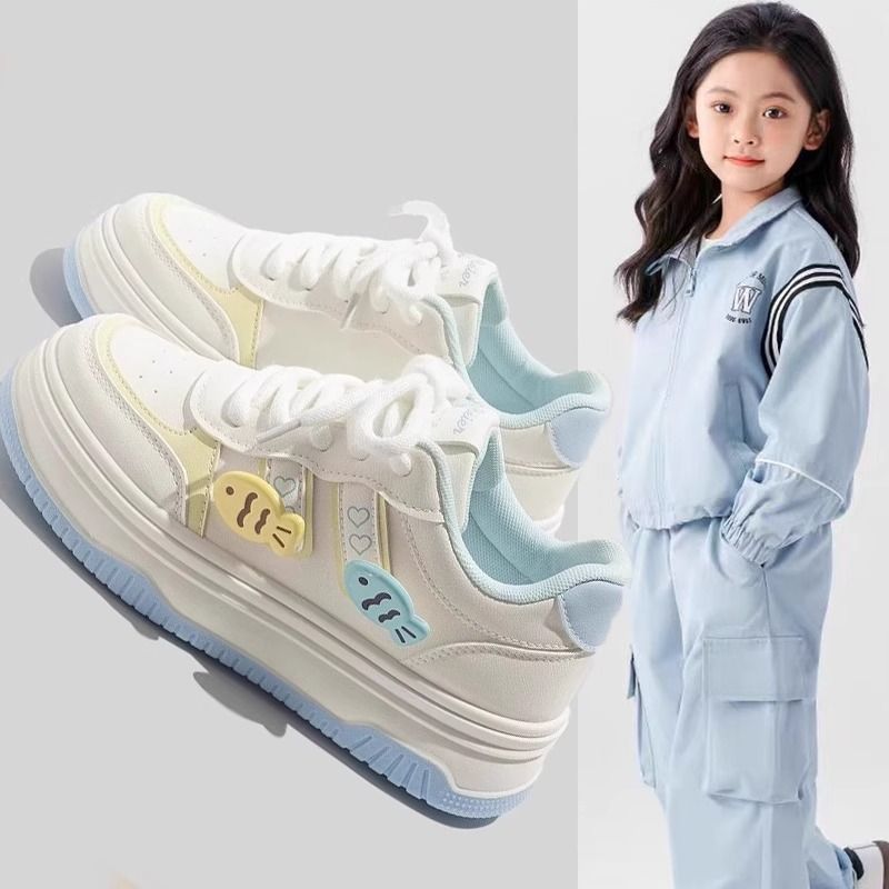 Kids' Breathable Mesh White Sports Sneakers
