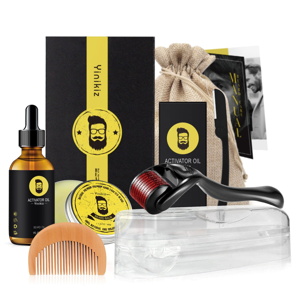 Yinikiz Beard Care Gift Set, Moisturizing Oil, Cream, and Wax Kit