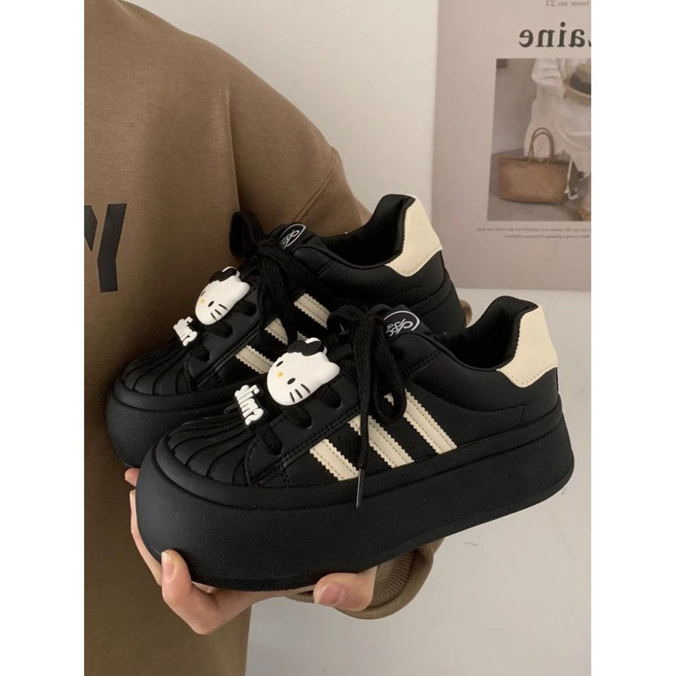 Girls' Korean Style Shell-Toe Thick-Soled Sneakers