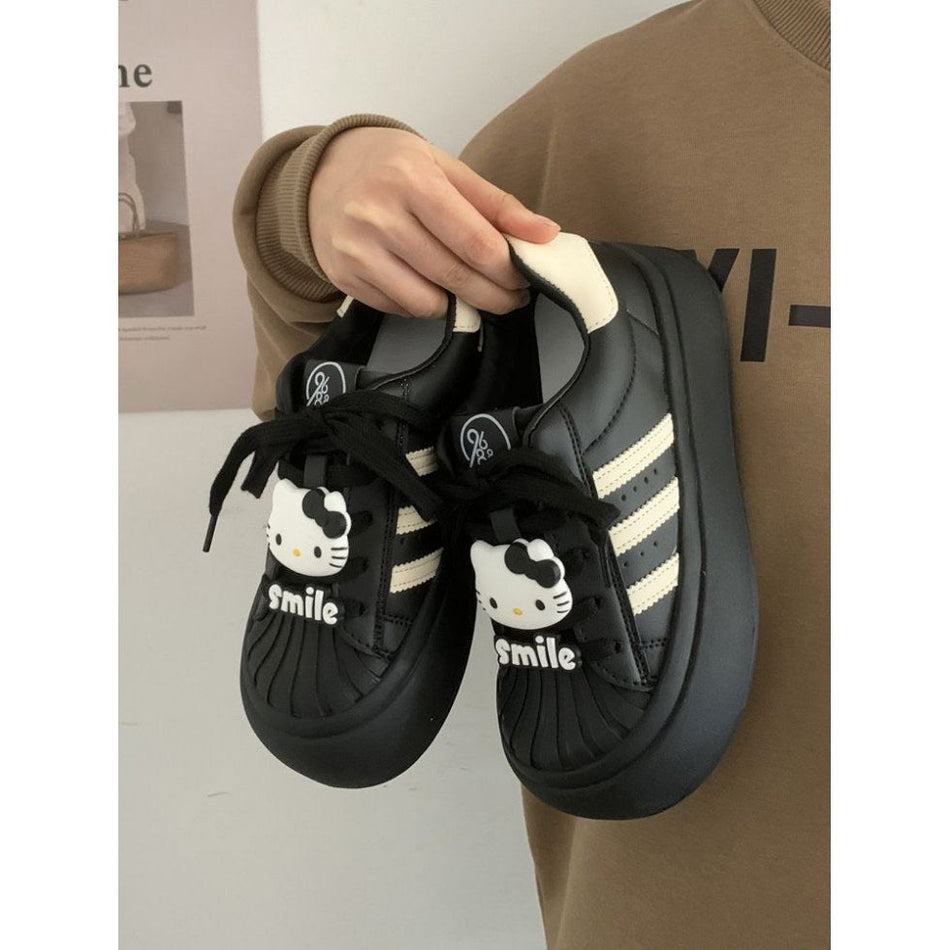 Girls' Korean Style Shell-Toe Thick-Soled Sneakers