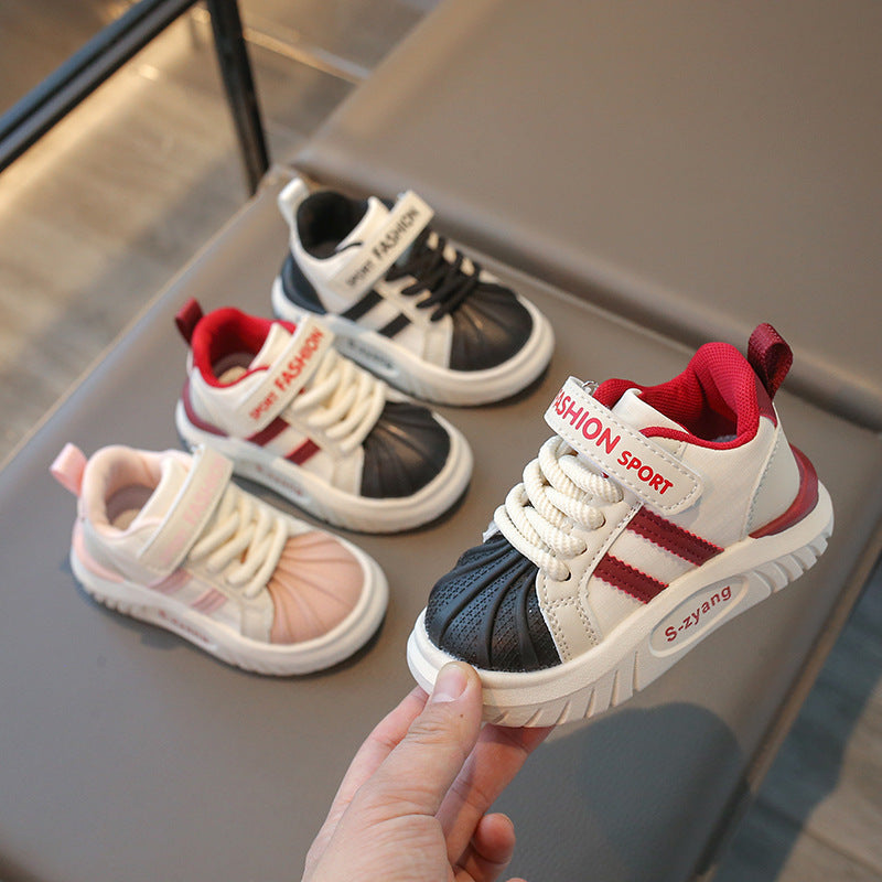 Kids' Soft Bottom Leather Casual Board Shoes