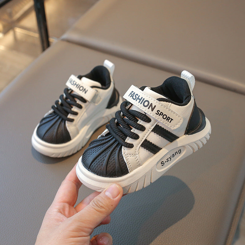 Kids' Soft Bottom Leather Casual Board Shoes