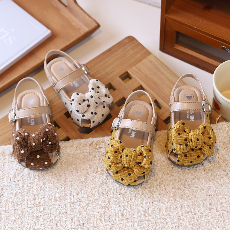 Girls' Closed-Toe Bow Sandals Soft Sole Summer Shoes