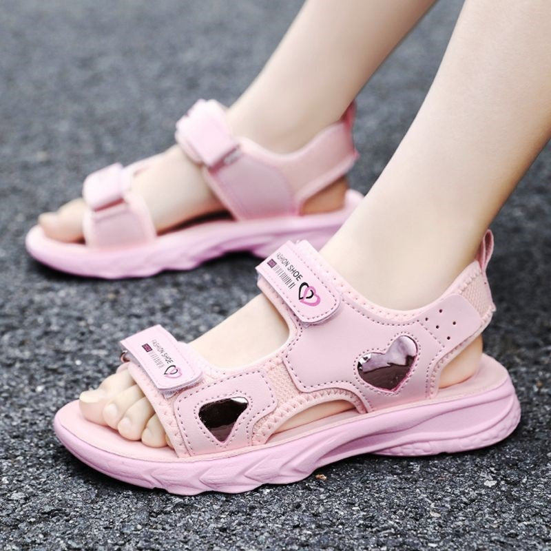 Delhui Girls' Soft-Sole Sandals with Non-Slip Velcro Closure