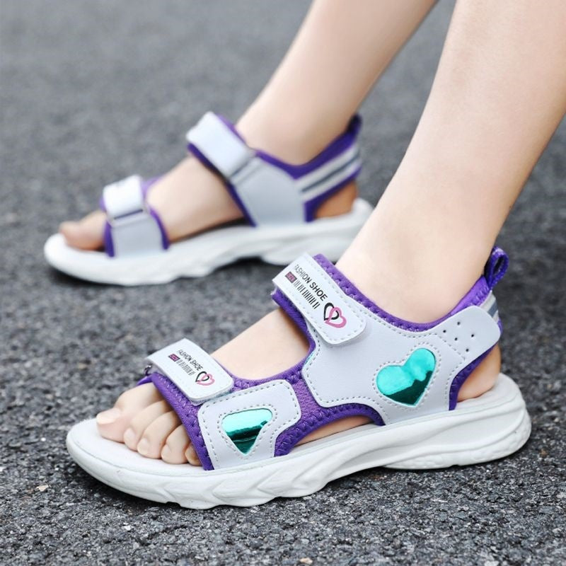 Delhui Girls' Soft-Sole Sandals with Non-Slip Velcro Closure