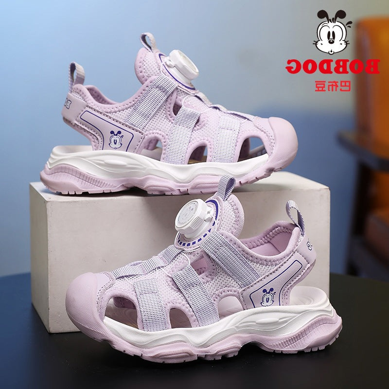 Delhui Kids' Closed-Toe Sports Sandals with Suede Upper